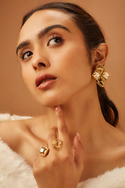 Geo Diamond Stud Earrings