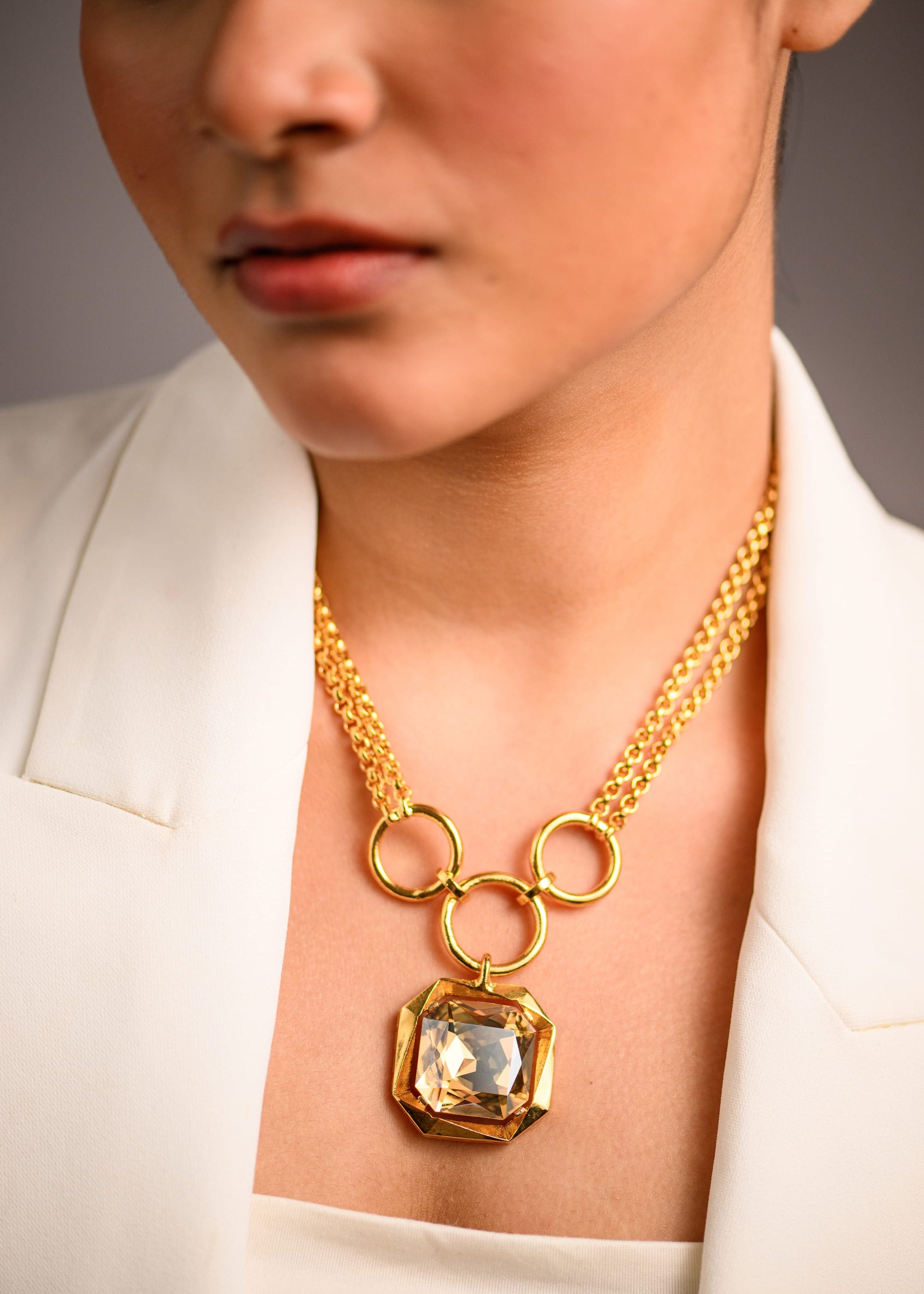 Goddess Crystal Necklace in Black Crystal