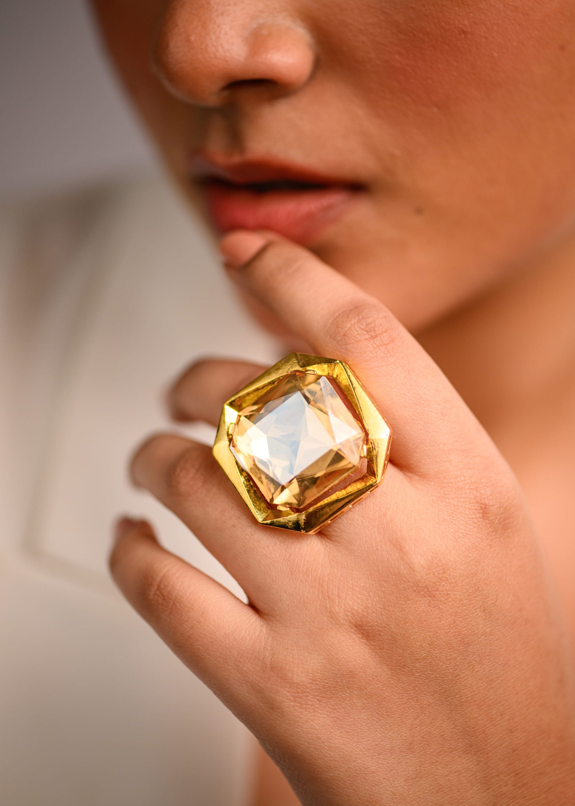 Goddess Statement Ring in Black Crystal
