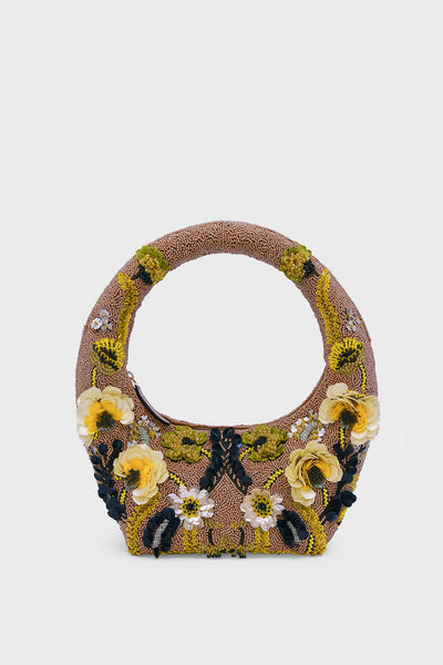 Golden Meadow Embellished Beaded Bag