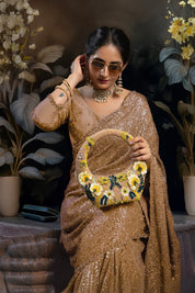 Golden Meadow Embellished Beaded Bag