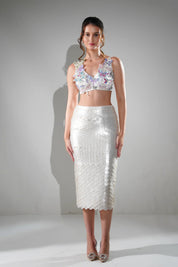 Hailey Pearl White Sequin Embellished Midi Co-ord Set