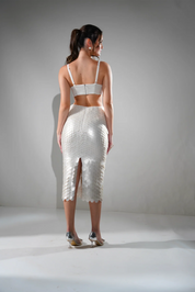 Hailey Pearl White Sequin Embellished Midi Co-ord Set