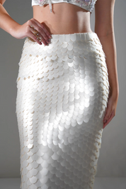 Hailey Pearl White Sequin Embellished Midi Skirt