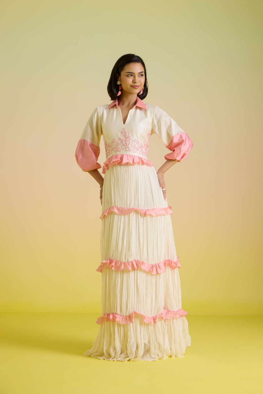 Gelato Embroidered Tier Dress