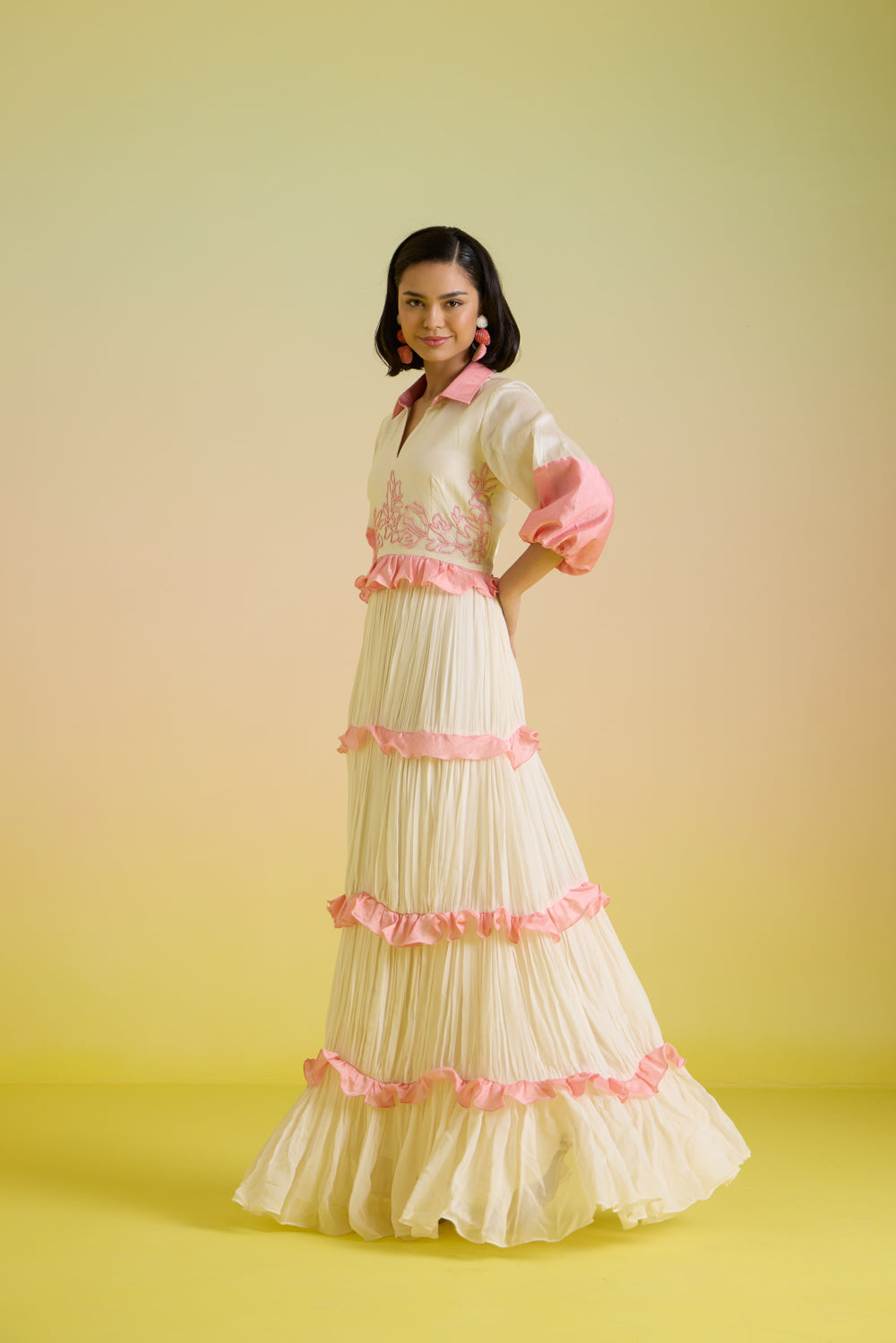 Gelato Embroidered Tier Dress