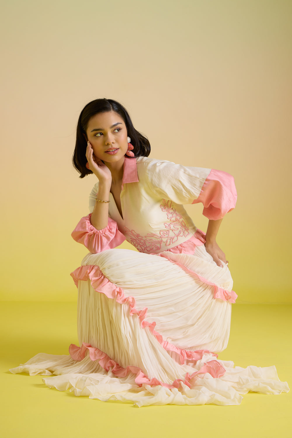 Gelato Embroidered Tier Dress