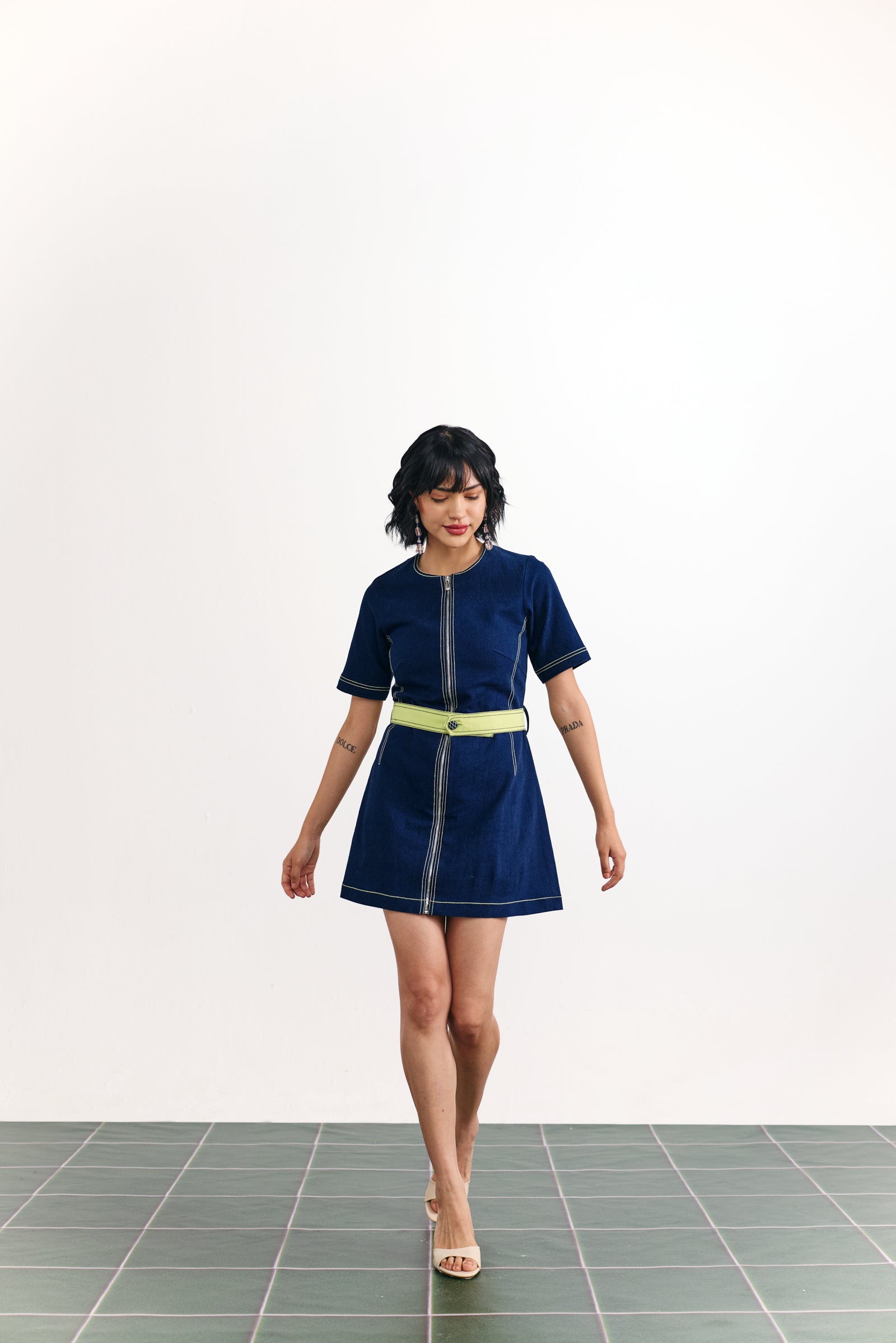 Indigo Belted Neon Dress