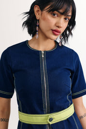 Indigo Belted Neon Dress