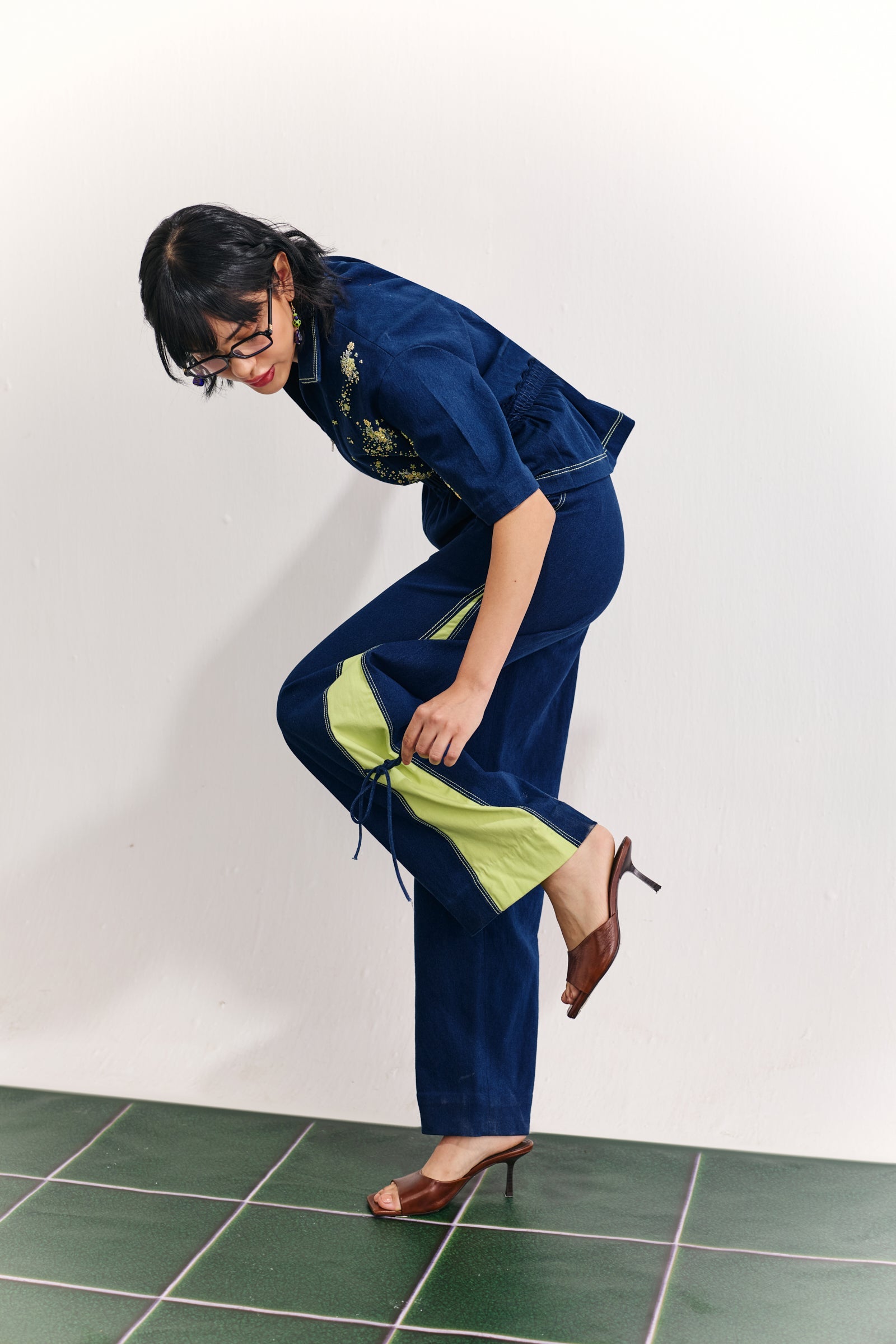 Indigo Neon Peplum Co-ord