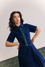 Indigo Midi Dress