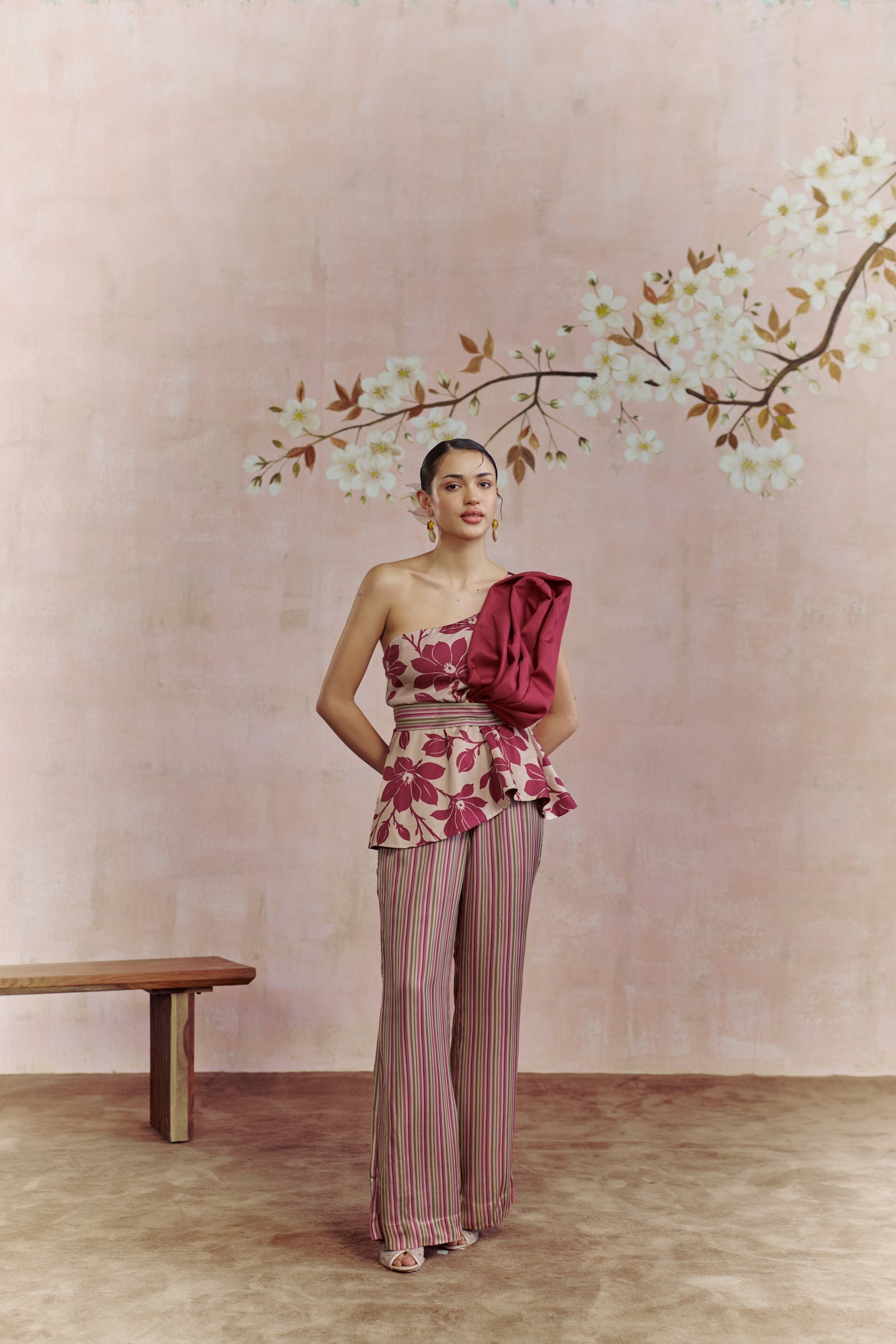 Merlot One Shoulder Co-ord Set