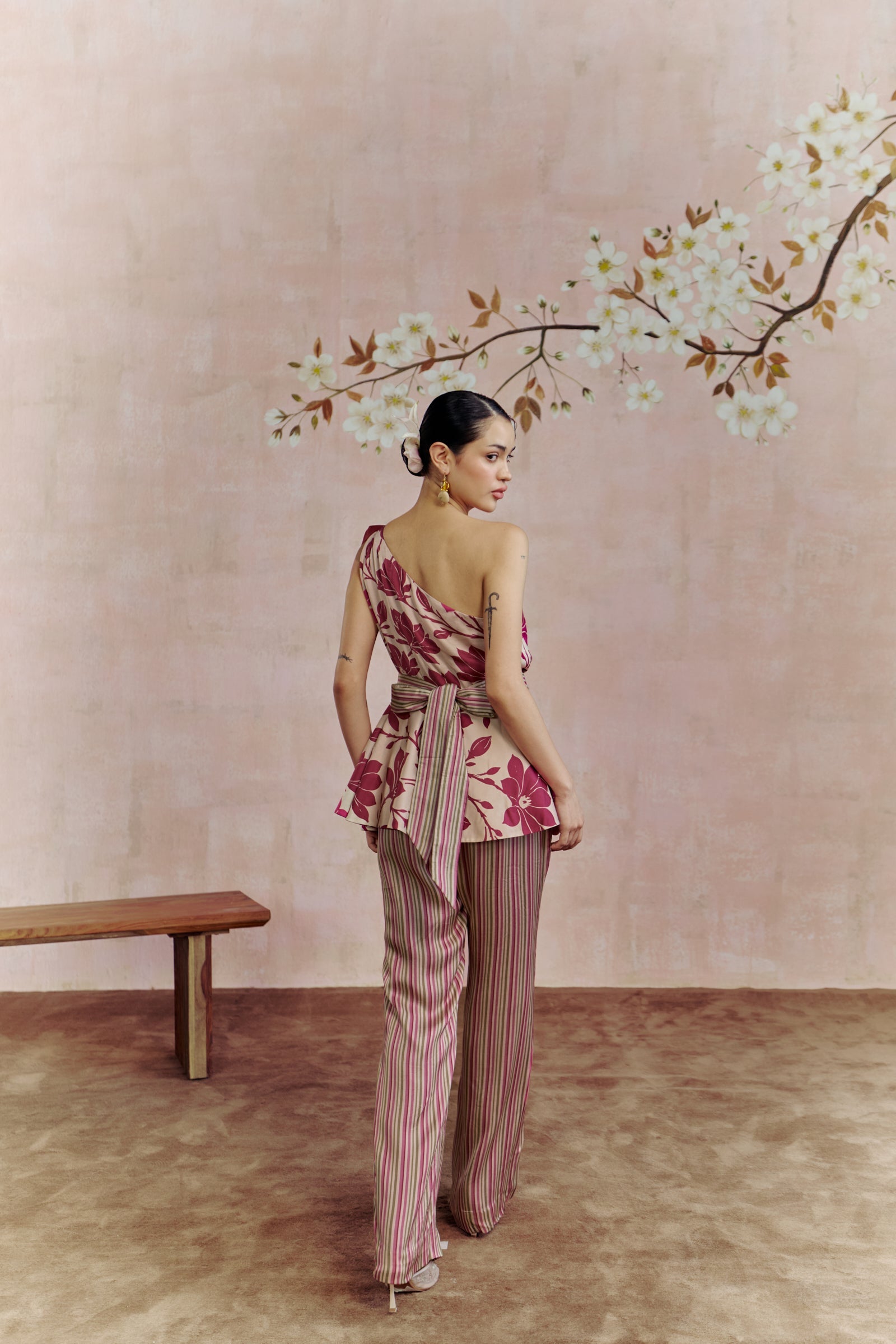 Merlot One Shoulder Co-ord Set
