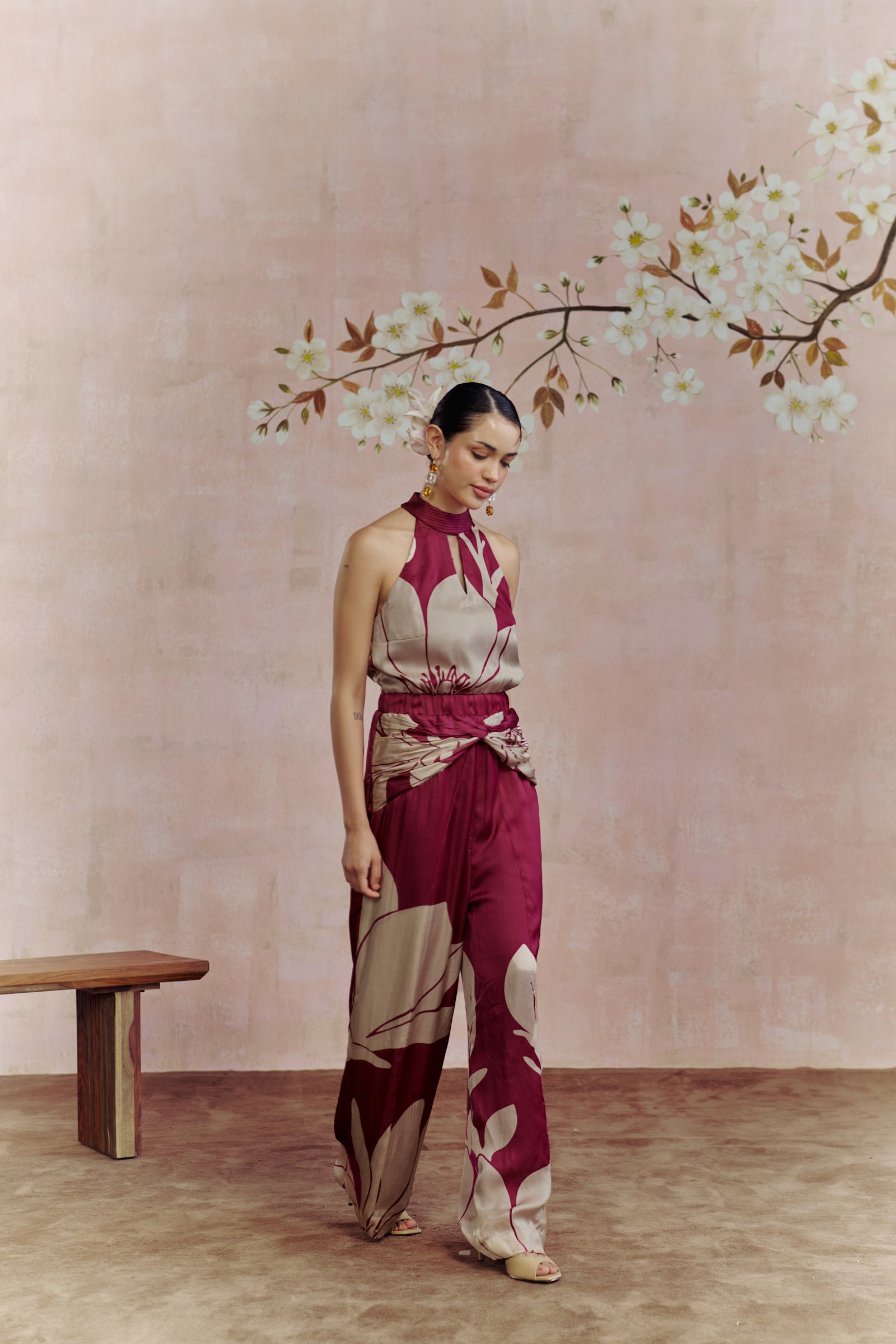Merlot Halter Neck Jumpsuit