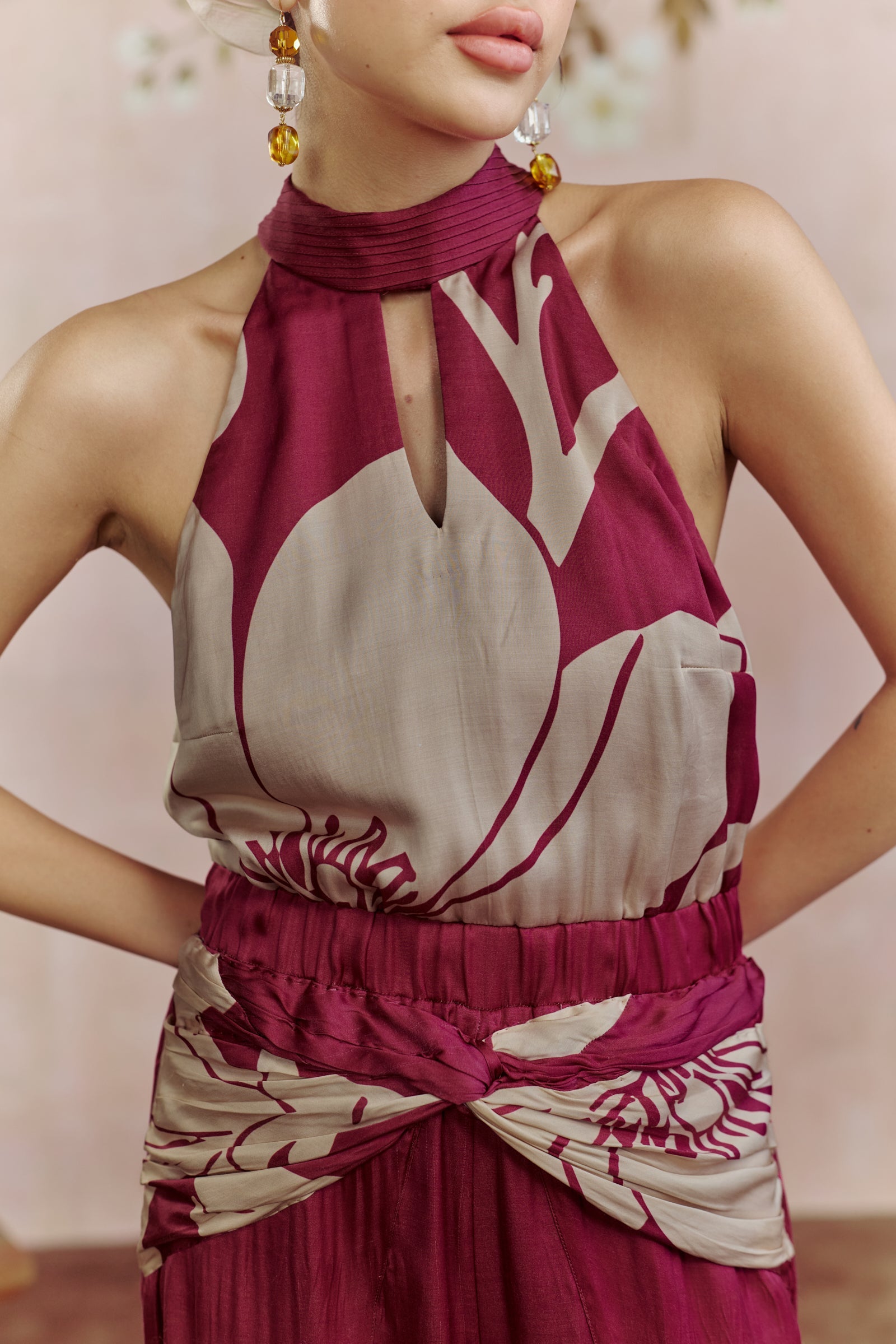 Merlot Halter Neck Jumpsuit