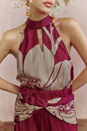 Merlot Halter Neck Jumpsuit
