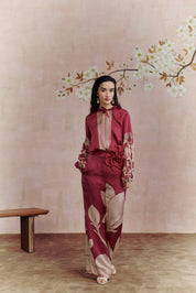 Merlot Shirt Co-ord Set With Belt