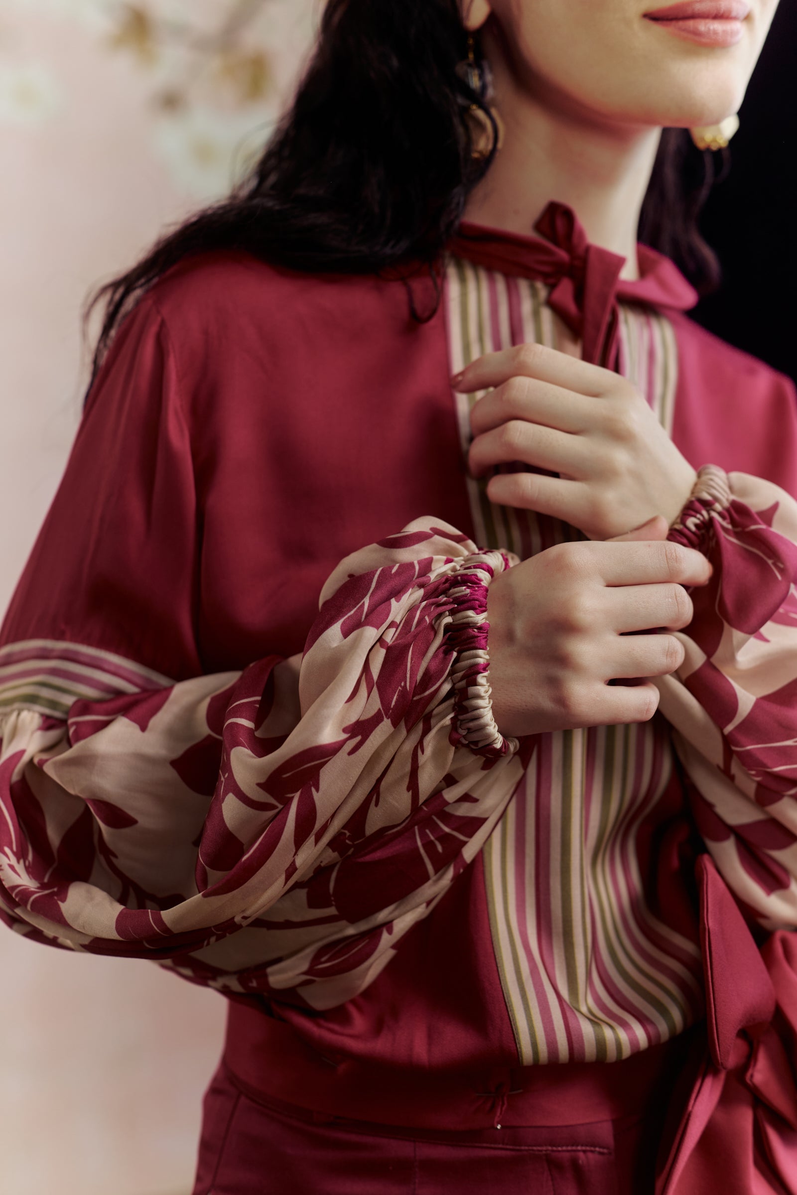 Merlot Shirt Co-ord Set With Belt