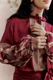 Merlot Shirt Co-ord Set With Belt