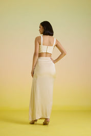 Ivory Draped Satin Skirt