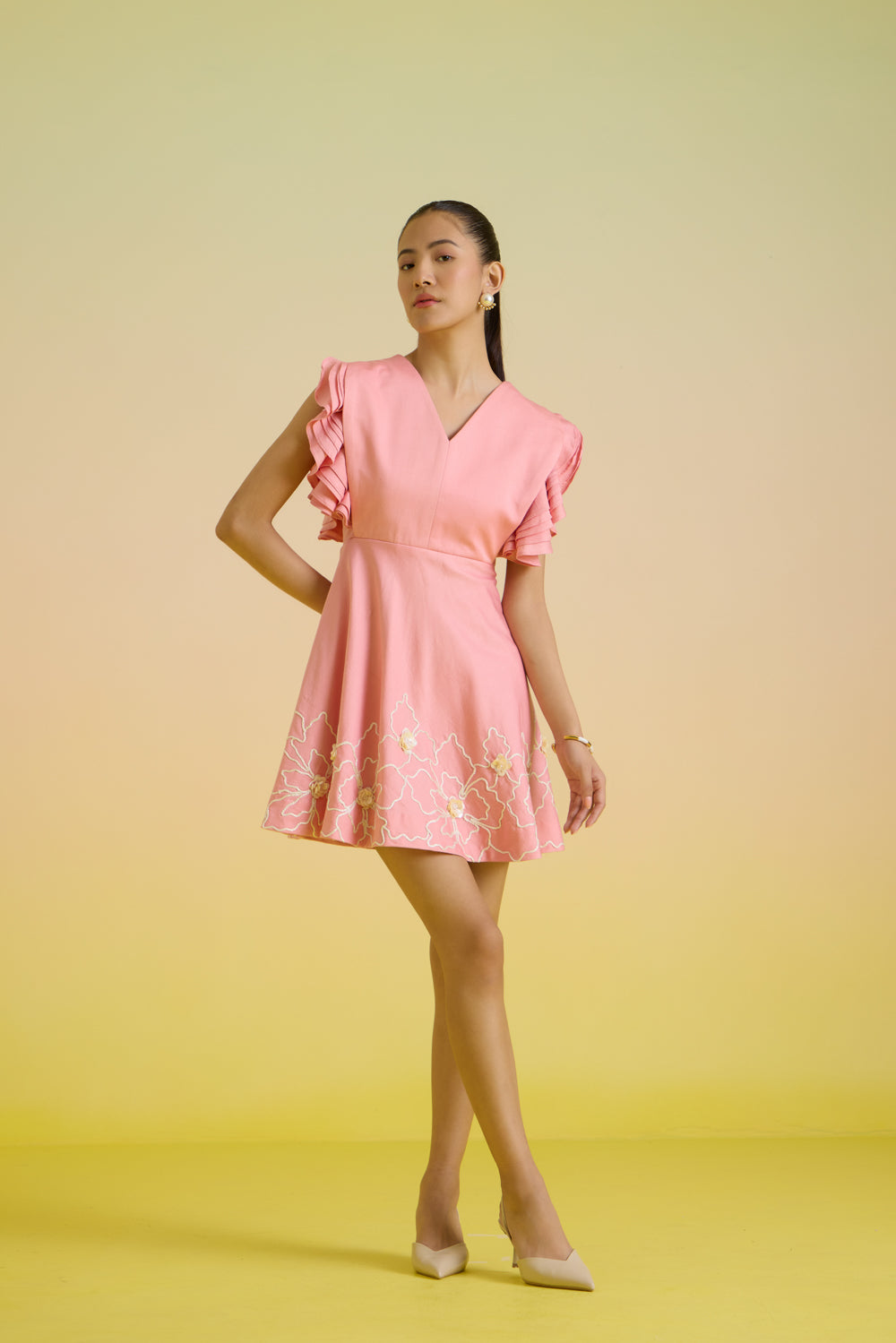 Rosé Petal Embroidered Dress