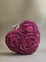 Crimson Red Floral Heart Bag