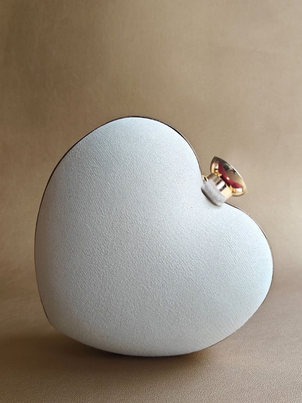 Pearl White Floral Heart Bag