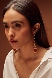 Vineeta Singh in Heart Dangler Earrings