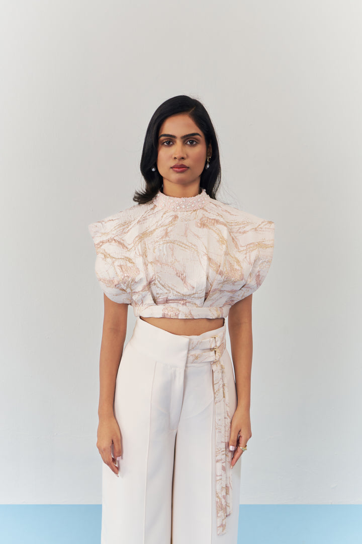 Rosaline Embellished Crop Top Co-ord Set
