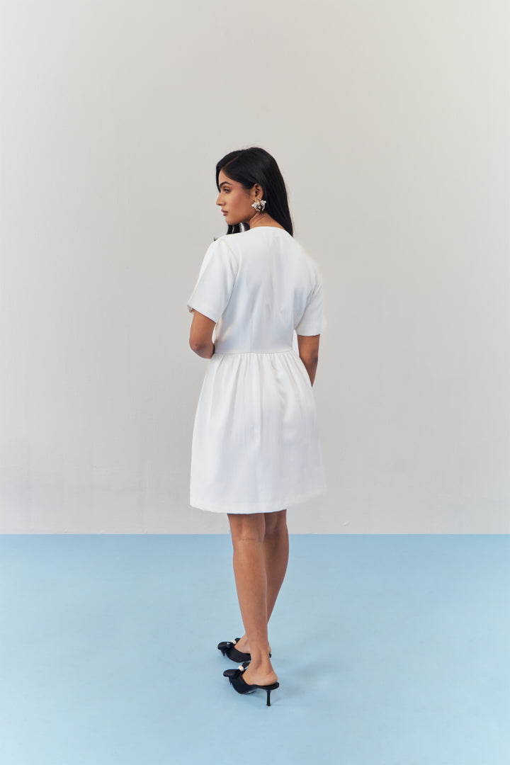 Moonlit Embroidered Dress With Sleeves