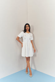 Moonlit Embroidered Dress With Sleeves