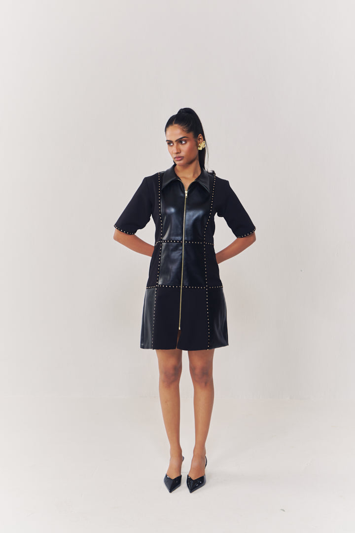Regalia Detailed Short Dress With Sleeves