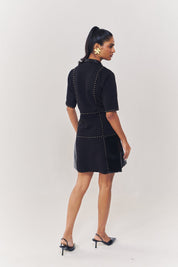 Regalia Detailed Short Dress With Sleeves