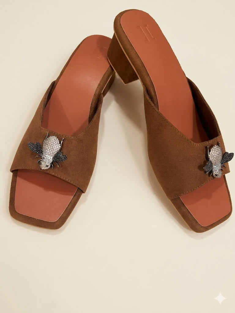 Suede Bee Heels Tan