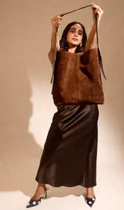 Cocoa Suede Shoulder Bag