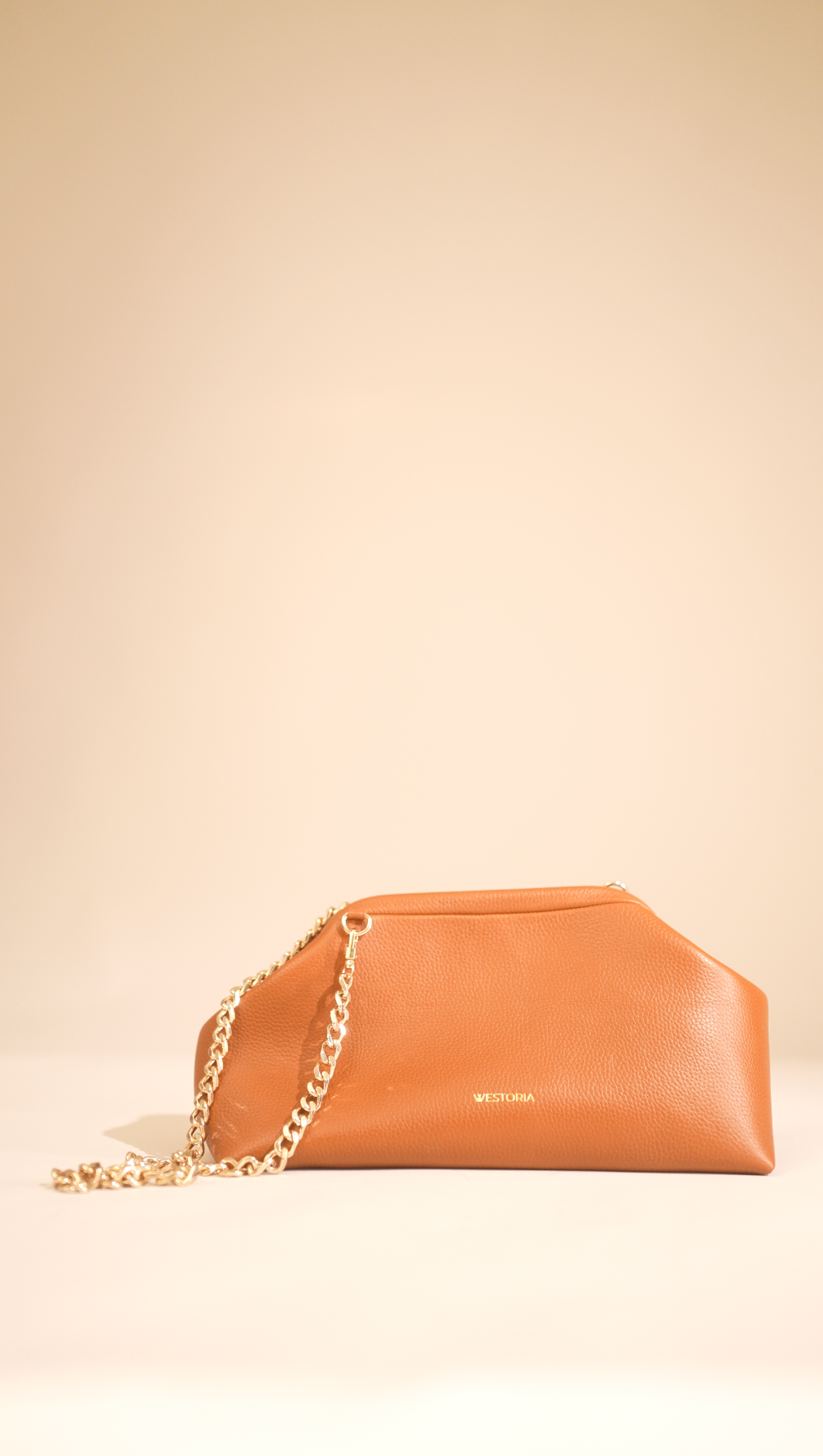 Westoria Tan Pebbled Clutch & Slingbag