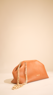 Westoria Tan Pebbled Clutch & Slingbag