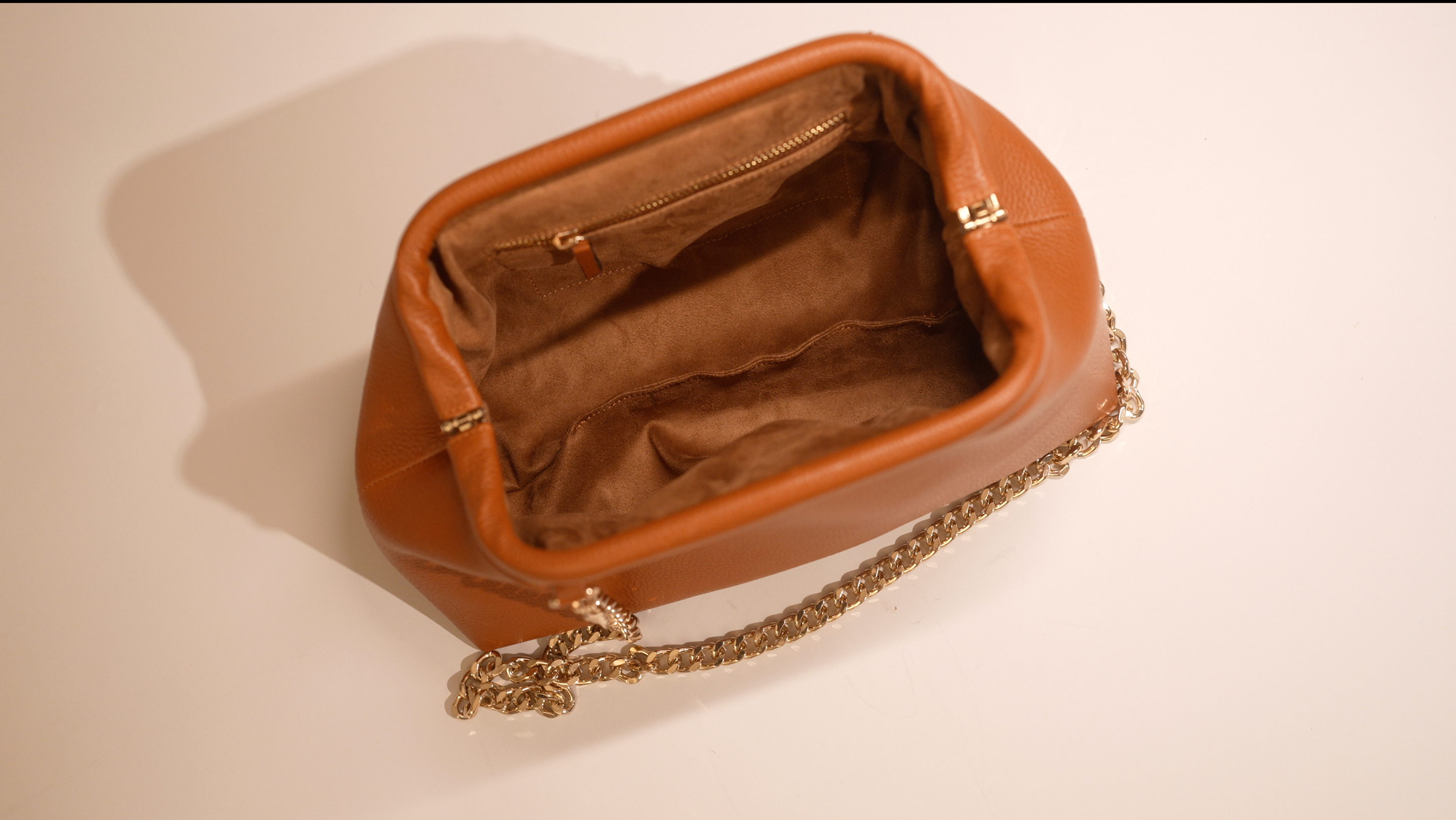 Westoria Tan Pebbled Clutch & Slingbag