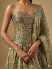 Mint Green Corset Lehenga Set