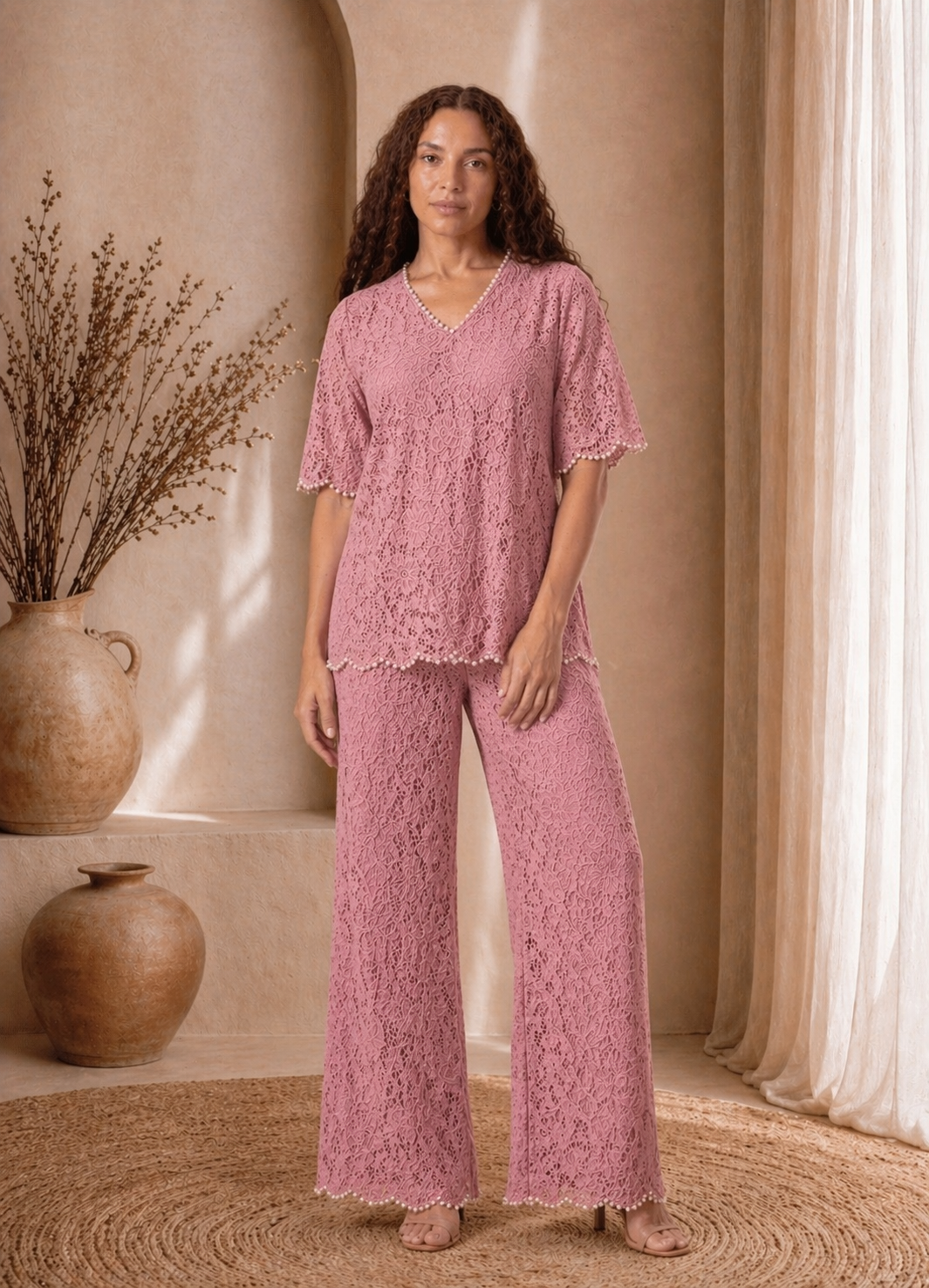 Pink Azure Lace Co-ord Set
