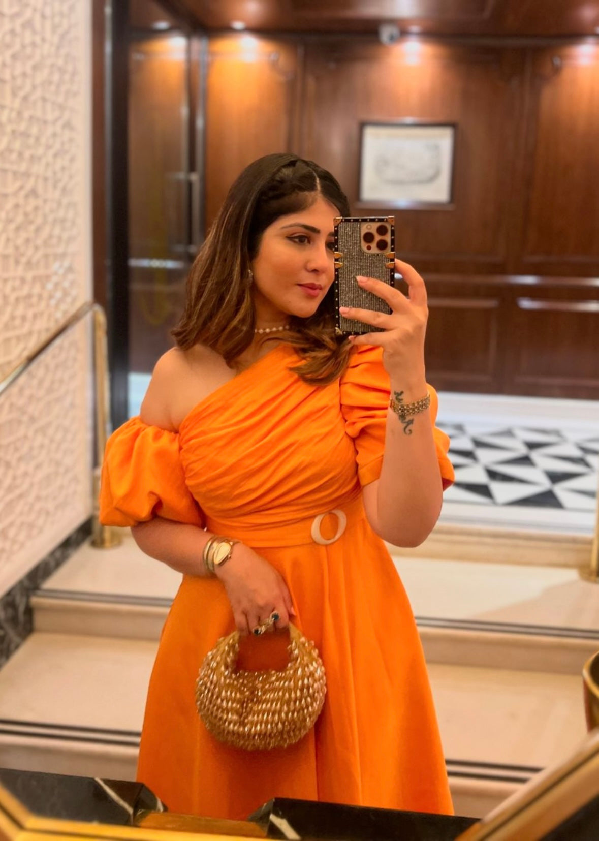 Varsha Dhingra in Our Orange Puff Sleeve Dress