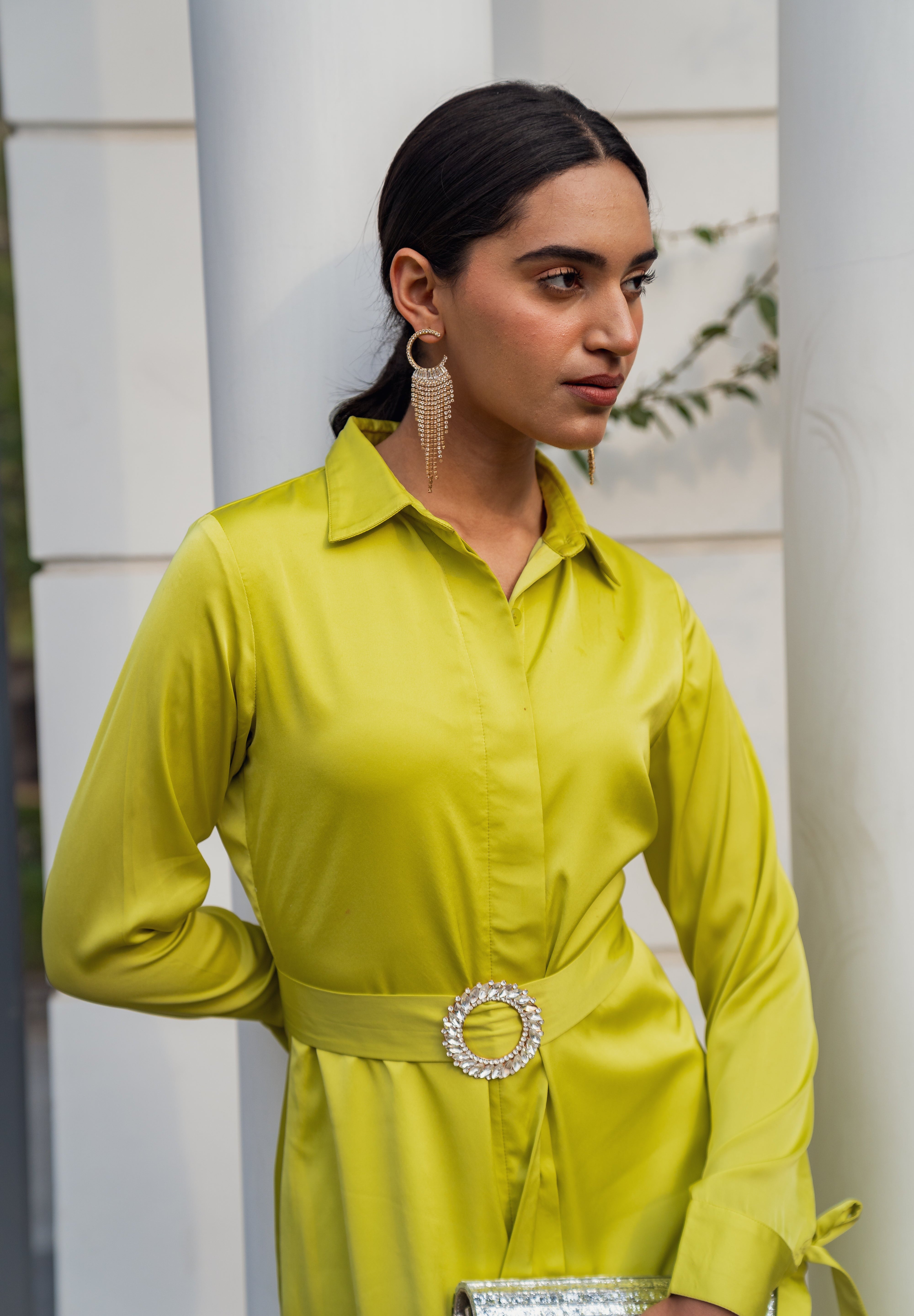 Apple Green Satin Dress