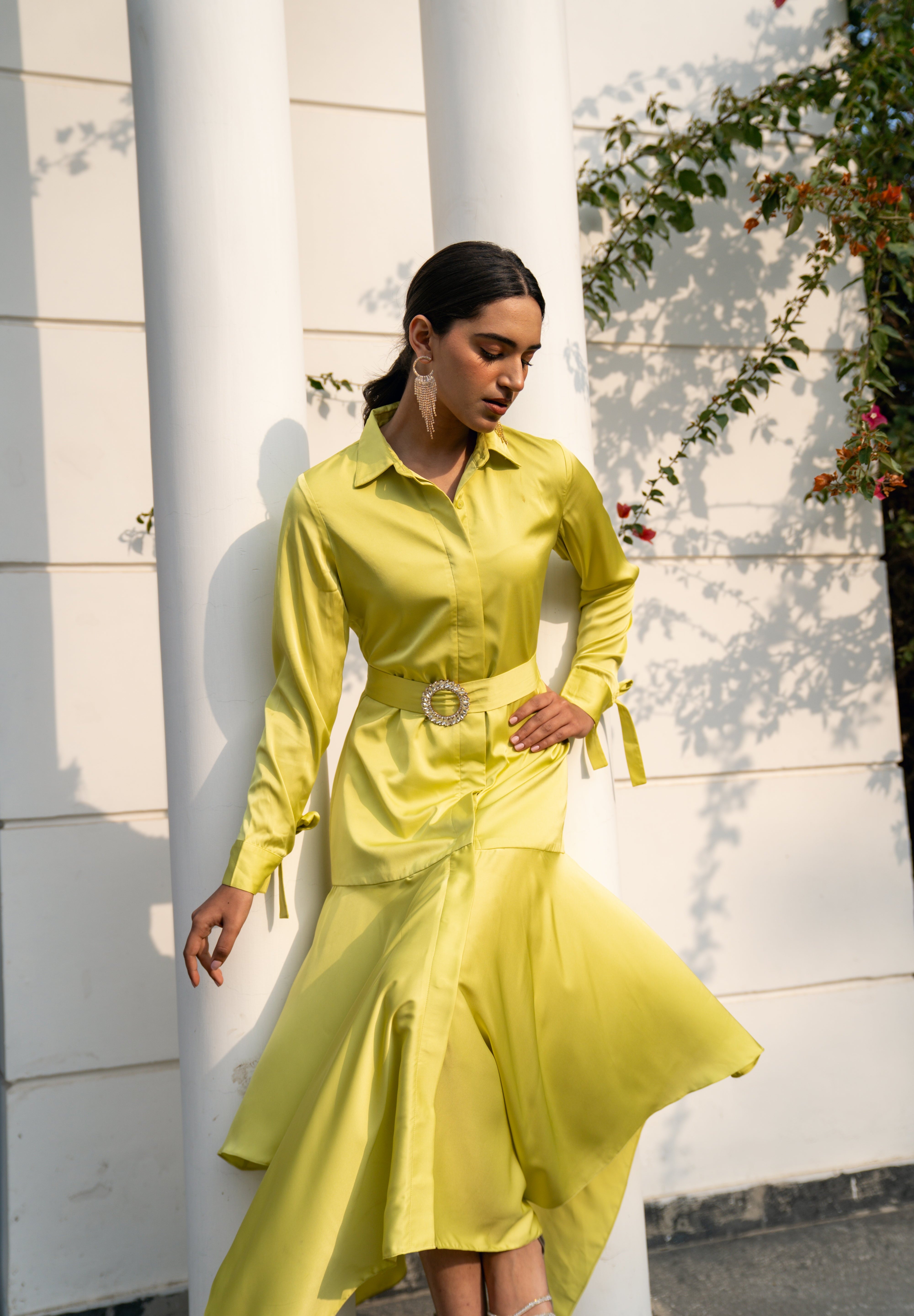 Apple Green Satin Dress