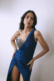 Lunar Veil Denim Gown