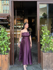 Merlot Box Pleat Maxi Dress