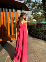 Pink Sweetheart Neckline Jumpsuit