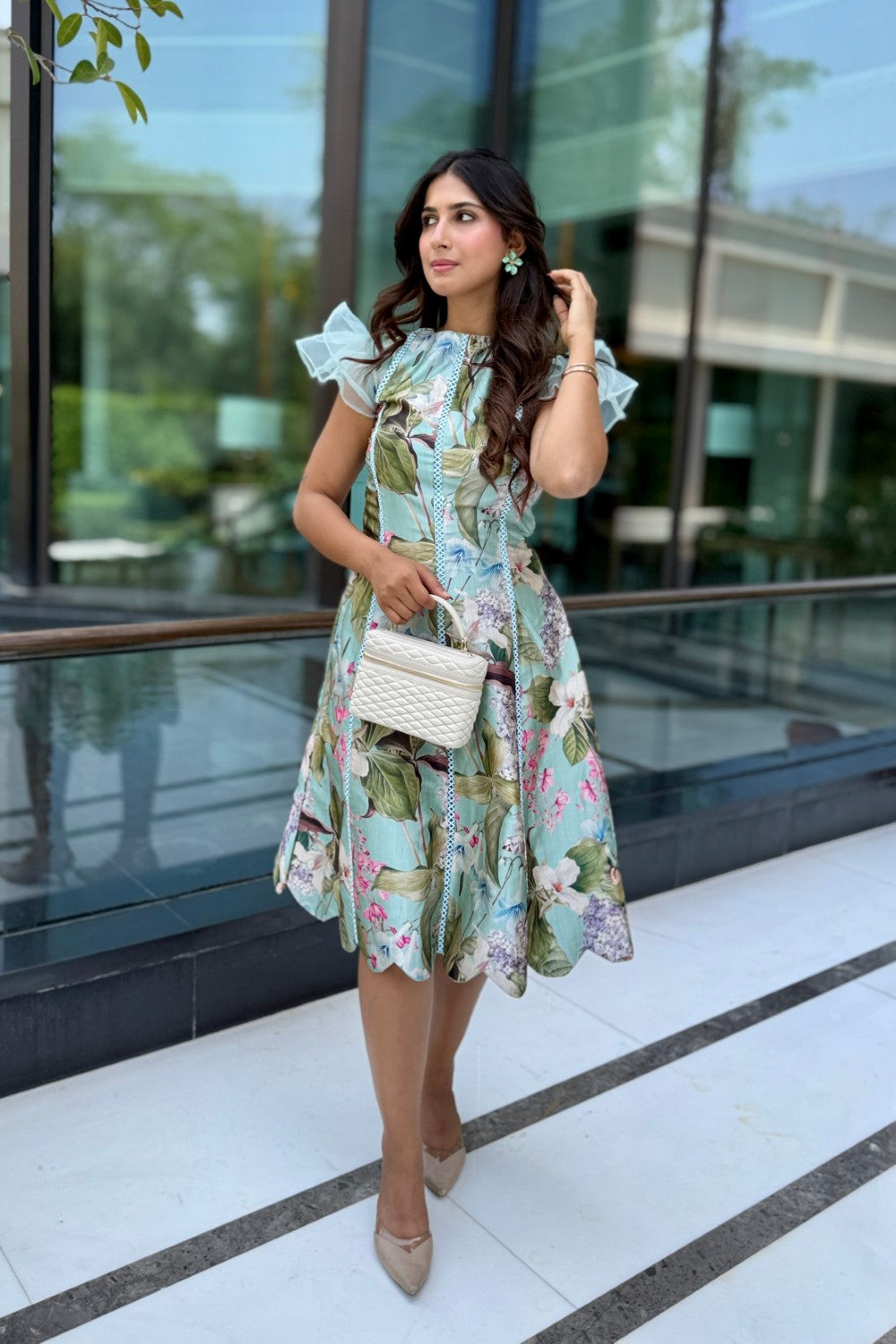 Felicia Scalloped Midi Dress