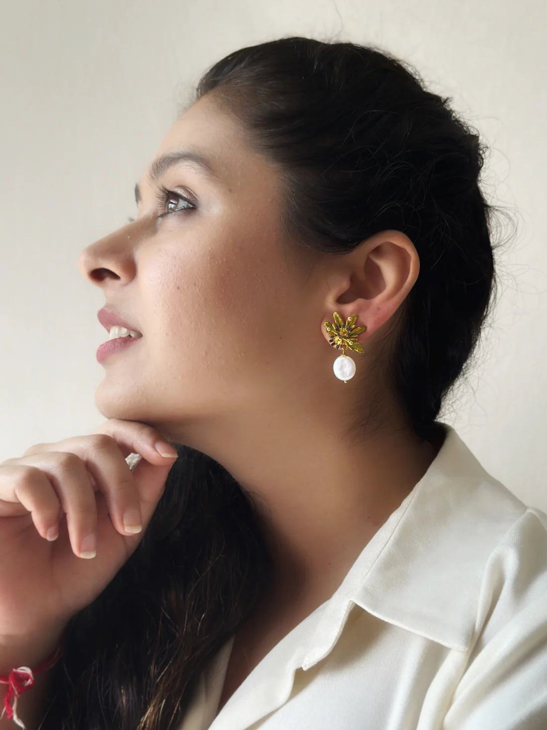 Flowerburst Pearl Drop Studs Forget Me Not Blue