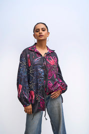 Black Floral Pearl String Shirt