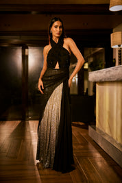 Halter Ombre Drape Gown